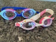 Aqua2ude Kids'  Rhinestone Swim Goggles Set Of 2 Girls GUC
