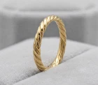 Polished Twisted Ribbed Band Ring Real 14K Yellow Gold Size 8