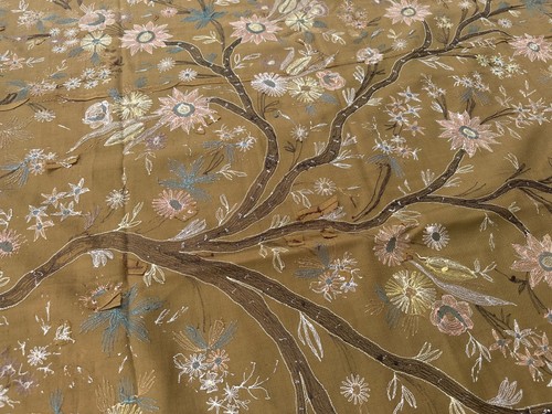 Antique 1920s Jacobean Crewelwork Tree of Life Hand Embroidered Wall Tapestry - Picture 12 of 16