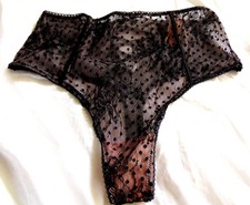VICTORIA'S SECRET DREAM ANGELS High-Waist Thong/String Panties Black Size S NWT