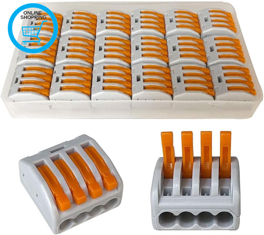 18Pcs Premium PCT-214 Lever-Nut Wire Connectors, 4 Port Conductor Compact Wire C