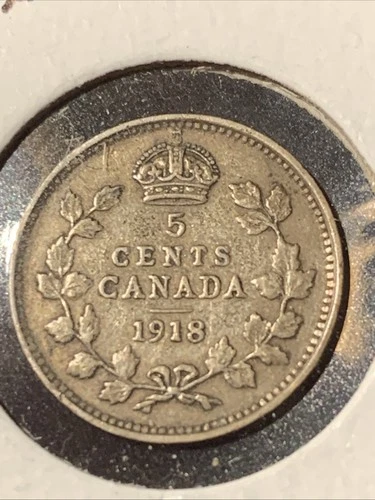 1918 Canada 5 Cents Silver — photo from the most recent tracked eBay sale