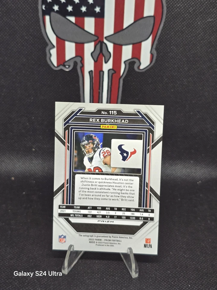 2022 Panini Prizm - Rex Burkhead #115 Silver Prizm Autograph Texans - Image 2 of 2