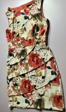 Connected Apparel Women’s Multicolor Floral Scoop Neck Sheath Knee Dress 6