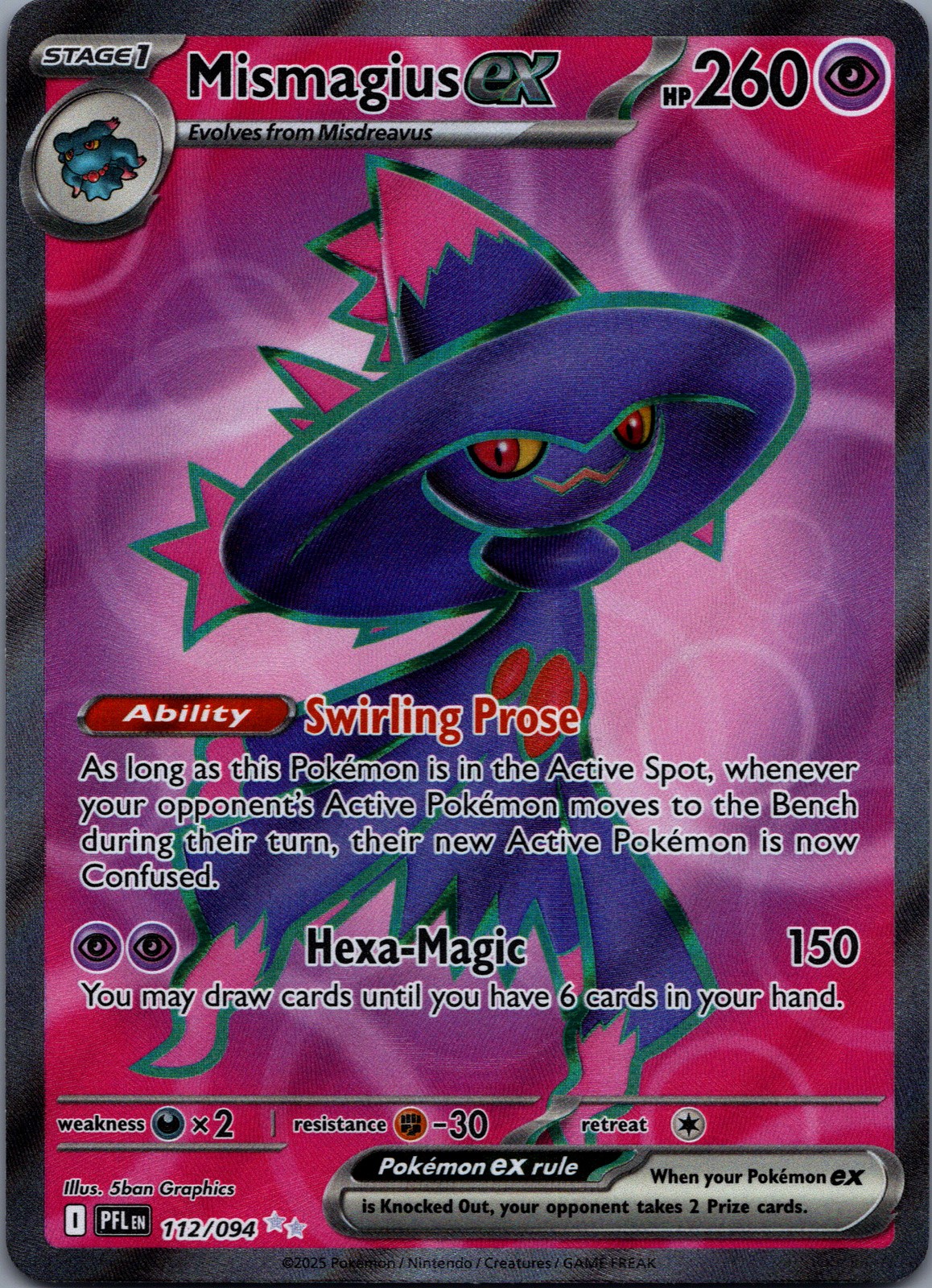 Mismagius ex 112/94 Phantasmal Flames Ultra Rare NM