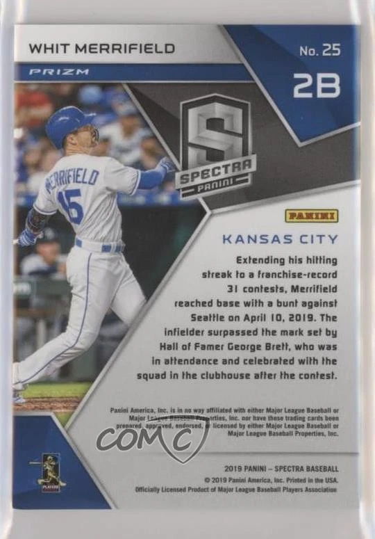 2019 Panini Chronicles Spectra Whit Merrifield #25 - Image 2 of 2