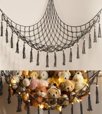 Stuffed Animal Toy Storage Hammock with LED Light - Macrame Jumbo Doll Corner...