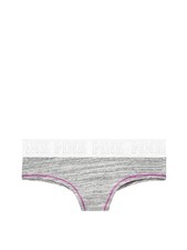 Victoria's Secret PINK Logo Cheekster Panty Heather Grey Marl White Waistband