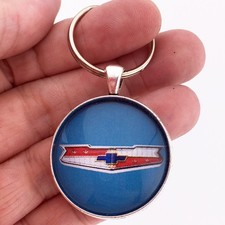 Vintage Blue Chevy Bel Air 210 Hood Trunk Badge Emblem 1.2" Diameter Keychain