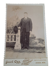 Photograph Cabinet Card Young Man Dark Suit Jacob Opp Photographer Avoca NE