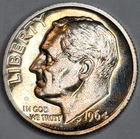 1964 DIME SILVER 90% GEM PROOF ROOSEVELT NICELY TONED POINTED 9