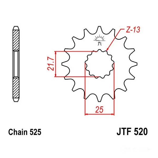Ritzel 17-ZäHne 525-Teilung FüR Suzuki Gsf 650 Ua Bandit Abs Bj. 2007-2011-image