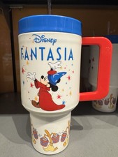 2024 Disney Parks Fantasia Sorcerer Mickey And Broom Tumbler Cup With Straw New