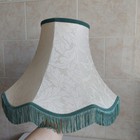Vintage Damask Lamp Shade Cream Green Fabric Bell Fringe Braided H 28cm Interior
