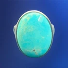 Vintage Signed Kelly Whitney Turquoise Gem Stone Ring Sterling Silver Band Sz 8