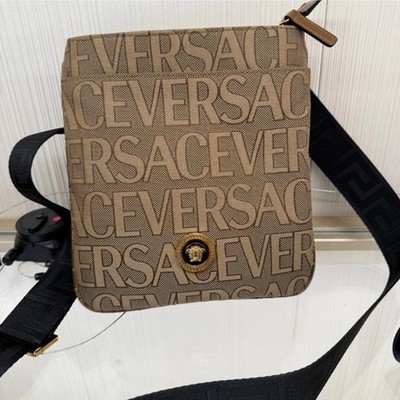 Versace 1020745 La Medusa Canvas Fabric Logo Crossbody All over Bag $1000