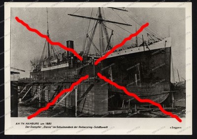 Foto-AK-Hamburg-Dampfschiff-Dania-Reiherstieg-Werft-Postkarte-v.Seggern-19