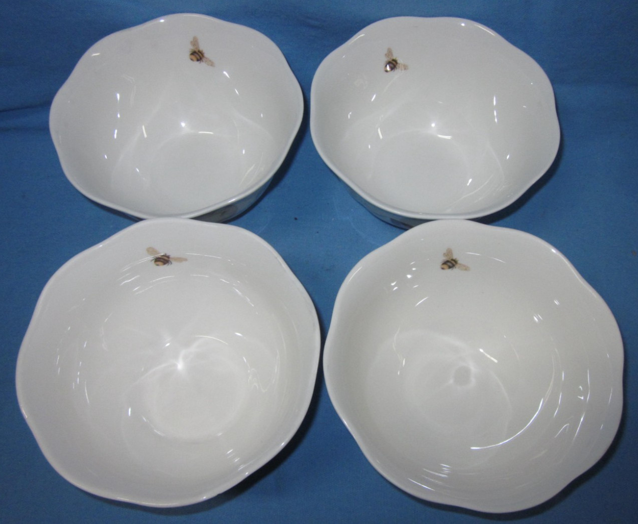 a Lot of 4 ~ Lenox Butterfly Meadow Cereal/Soup Bowls ~ 5-5/8" Scalloped Rim