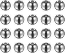 40Pcs Beads 8Mm Stainless Steel 2.5Mm Hole Dia Bead for DIY Crafts, Silver Tone