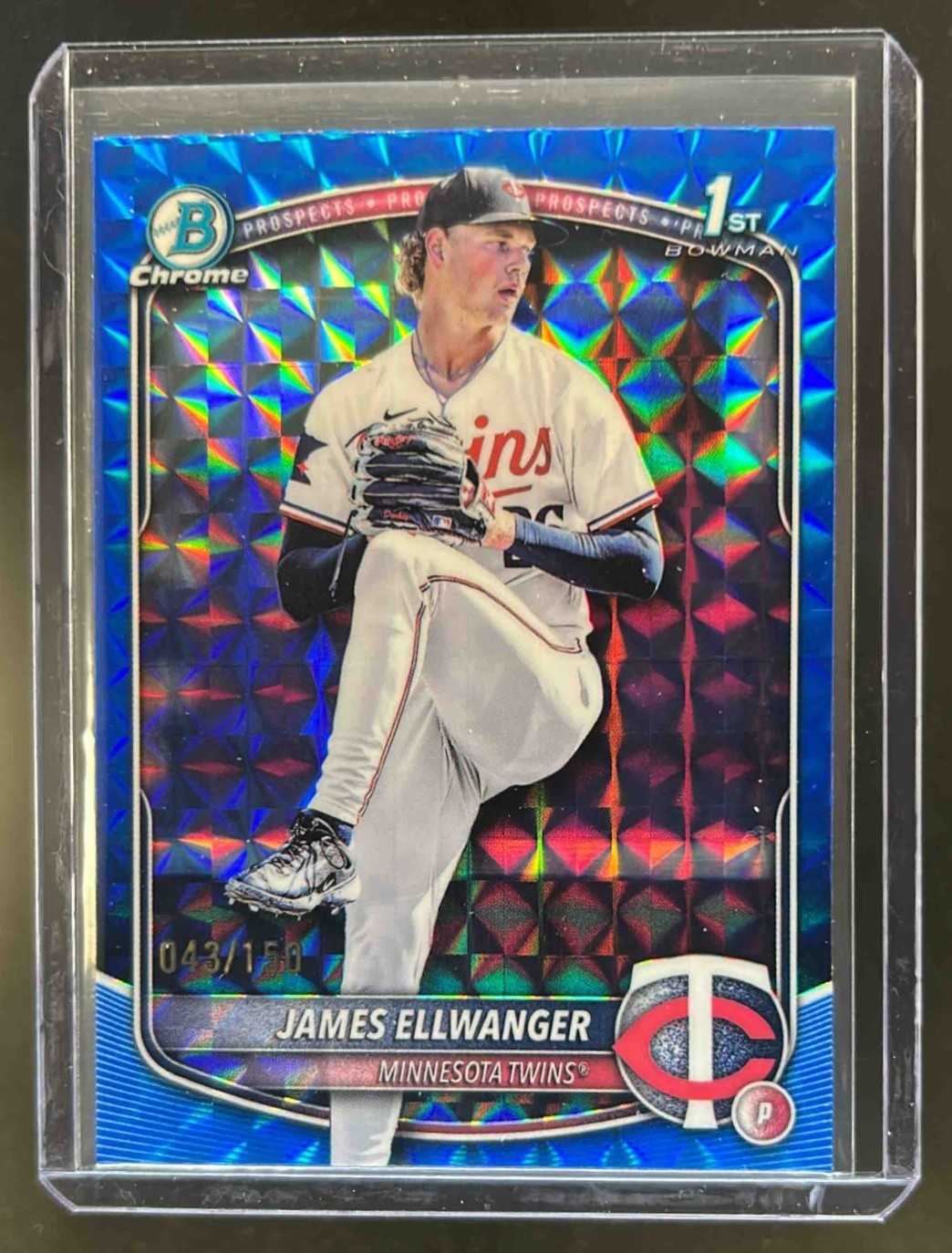 2025 Bowman Draft James Ellwanger Chrome Blue Geometric Refractor 1st #/150