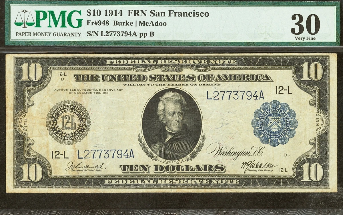 Las mejores ofertas en 1914 $10 notas grande de la Reserva Federal