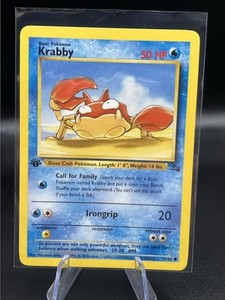 Pokémon TCG Krabby Fossil 1st Edition Common 51/62 - Pack Fresh NM A