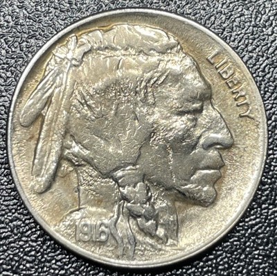 1916-D Buffalo Nickel 5c Uncirculated Details Harshly Cleaned