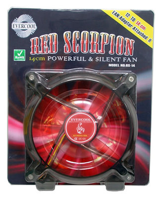 Evercool Red Scorpion Silent 140mm Fan w/ 120mm Adapter