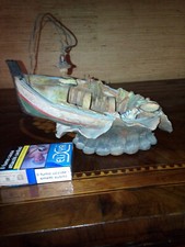 Barca gozzo con lampara antica in terracotta cm 26 per presepe vedi sotto