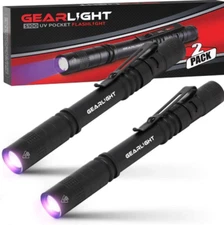 GearLight UV Black Light Flashlight [2 Pack] Compact Flashlights, Portable, New