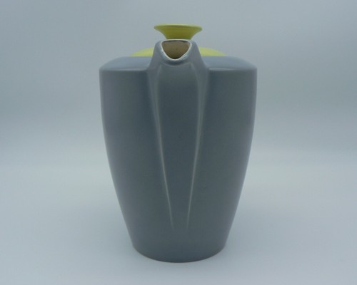 POOLE POTTERY LIME YELLOW & MOONSTONE GREY 1.5PT COFFEE POT PERFECT C102 VINTAGE - Picture 5 of 17