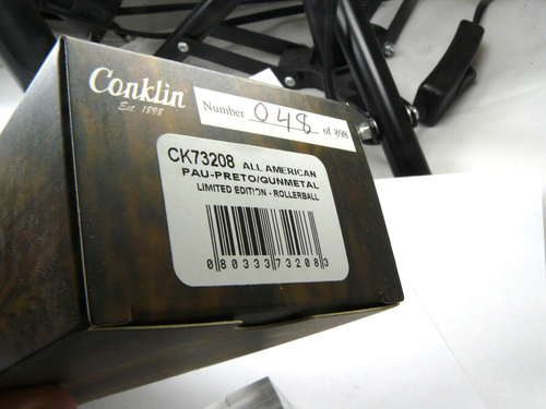 Conklin All American Pau Preto & Gunmetal LE ROLLER BALL Pen NEW/BOX - Picture 11 of 11