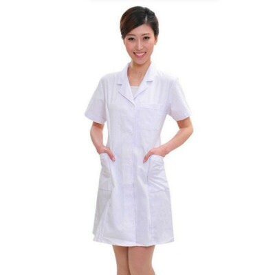 Damen Laborkittel Krankenhausuniform Medizinischer Arztjacke Robe Kurzarm