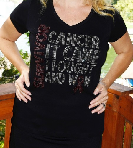 Breast Cancer Survivor Rhinestone Bling Shirt XS S M L XL XXL 1X 2X 3X 4X 5X - Picture 5 of 9