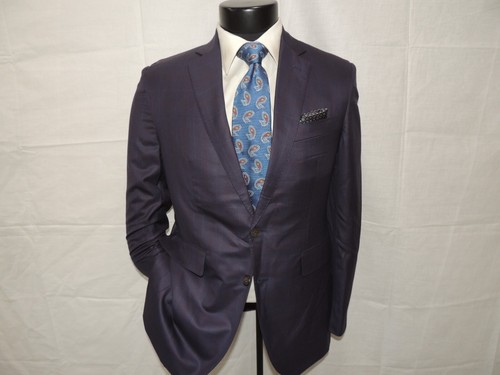 Bespoke Seize Sur Vingt Men's Blue Windowpane/Plaid Jacket Coat Size 36 - Picture 2 of 12