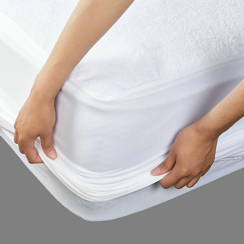 New Waterproof Terry Towel Mattress Protector Fitted Sheet Bed Cover All Sizes - Image 4 of 4
