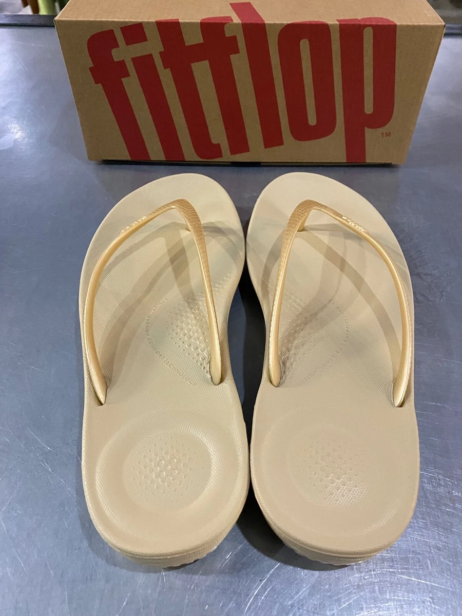 FitFlop IQUSHION Ergonomic Flip Flops Women s Gold Sandals NWT ALL SIZES