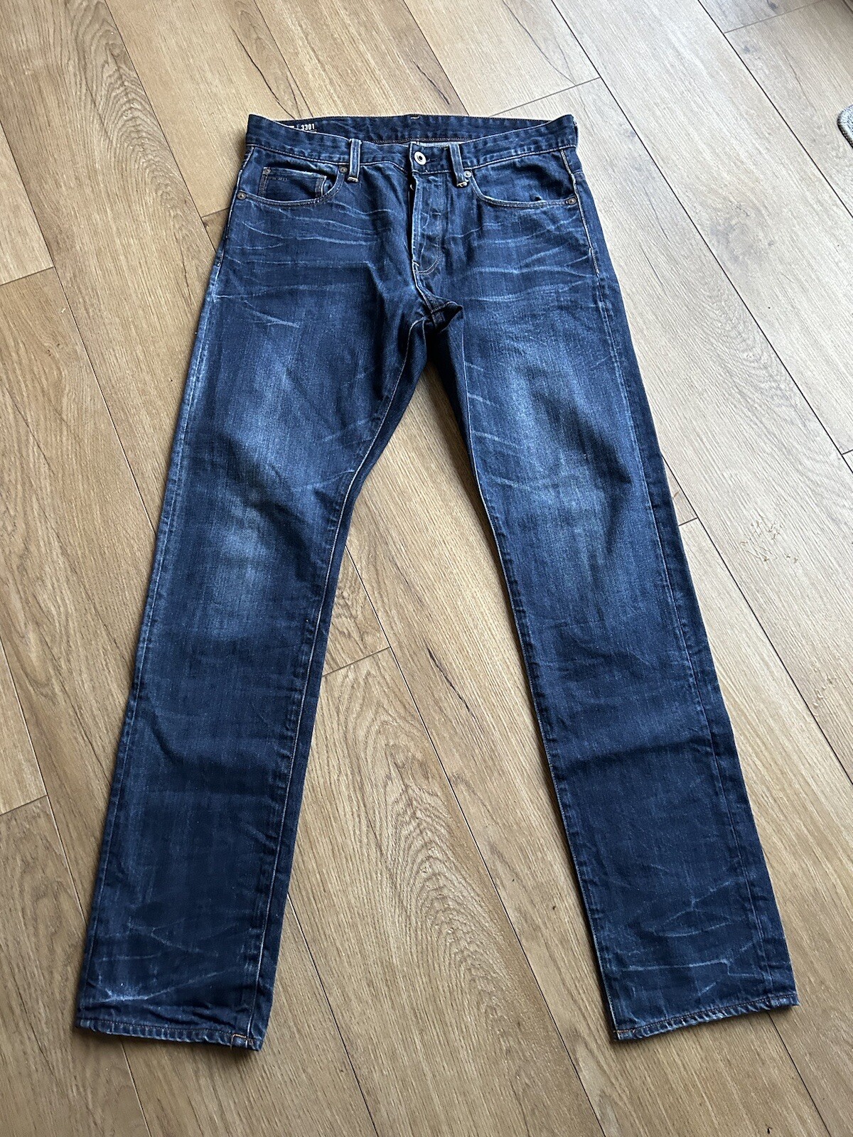 G-Star Raw Men's 3301 Tapered Jeans W33 L34 Good Condition (D3285)