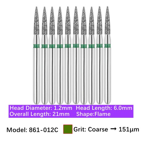 10pc/pk Vakker Dental FG Flame Shape Diamond Burs for High Speed Handpiece - Picture 19 of 65