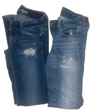 Lot 2 AMERICAN EAGLE Skinny Stretch, Artist, Low Rise Denim Blue Jeans Size 00