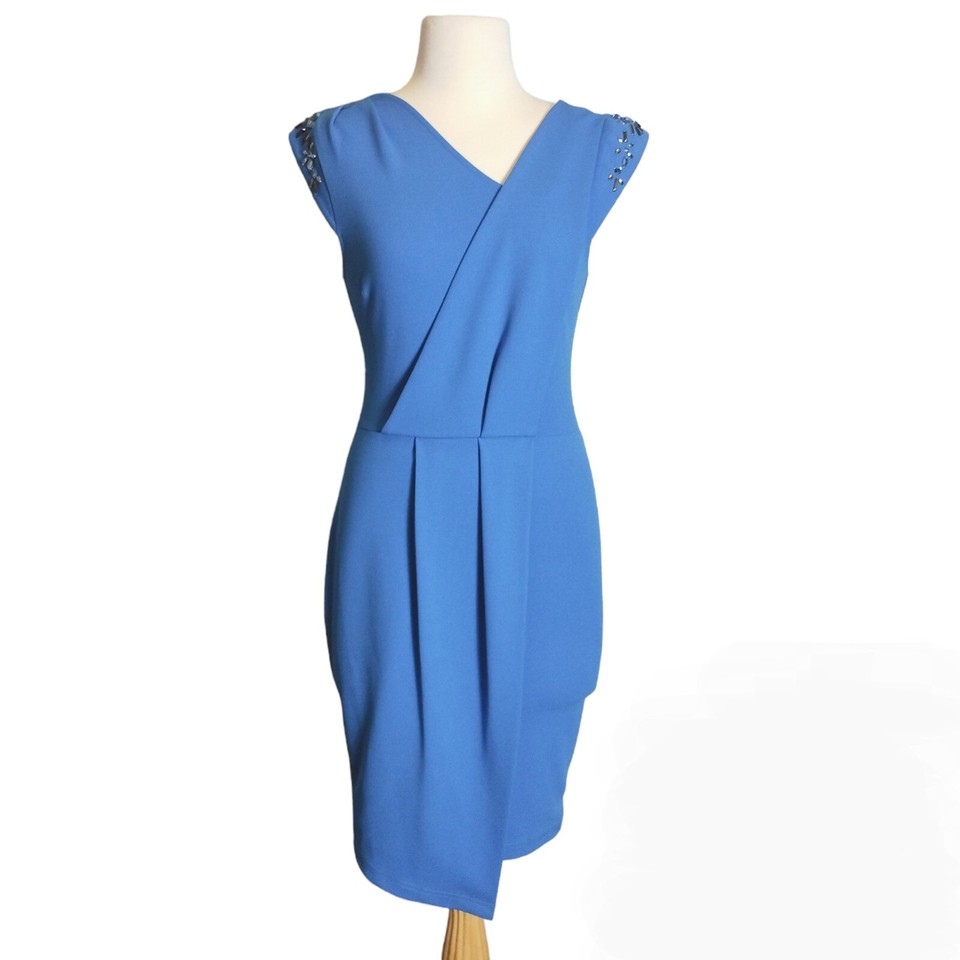 Lipsy London Womens size 8 Blue Bodycon Dress Diamante Evening Party Formal