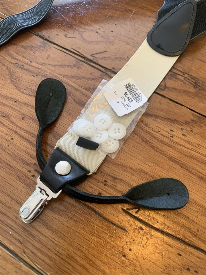 Tirantes para hombre Wearhouse negros grises cuero plateado botones etiquetas nuevas Foto 2 de 4