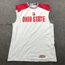 Ohio State Buckeyes Shirt Mens Large White Red Cut Off  Logo Embroidered Y2K*