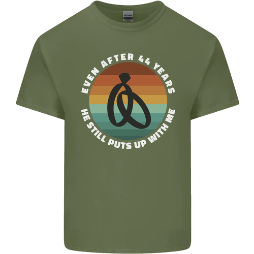 44 Anno Matrimonio Anniversario 44th Matrimonio Uomo Cotone T-Shirt - Foto 63 di 97