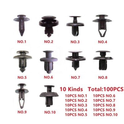 100 Ersatz Auto Schrauben Nieten Stoßstange FENDER Plastik Feststeller Clips Set