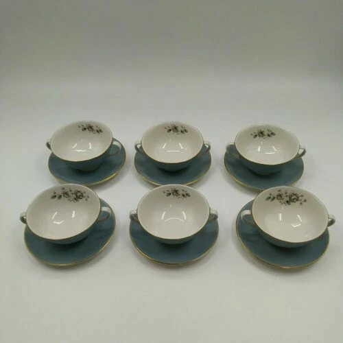 Royal Doulton Porcelain Blue Soup Bowls