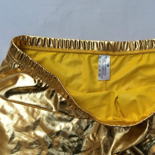 Mens Metallic Faux Leather Leggings Trousers Stretchy Low Waist Slim Pants Club - Picture 9 of 13