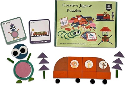 155 Stck. Holz Muster Blöcke Set Geometrische Form Puzzle Kindergarten Klassiker
