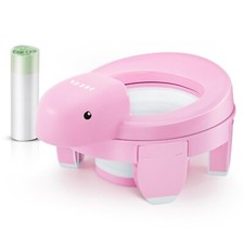 HEETA 4-in-1 Potty training toilet seat w/lid, pink, 20 storage bags, Portable