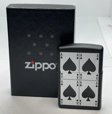 Cool  2009 Black Matte 4 Aces of Spades Zippo Lighter